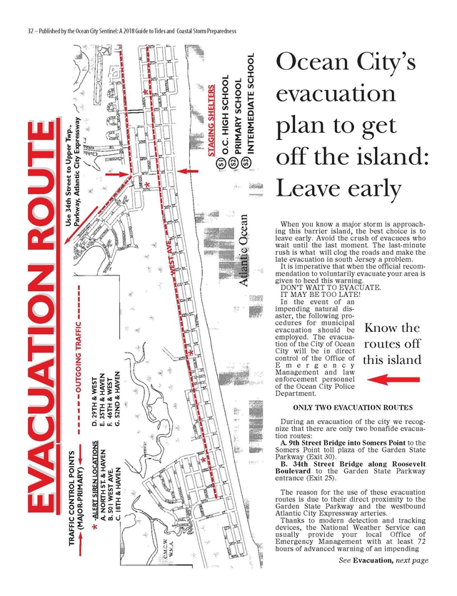 Welcome To Ocean City New Jersey America S Greatest Family Resort Evacuation Route Map